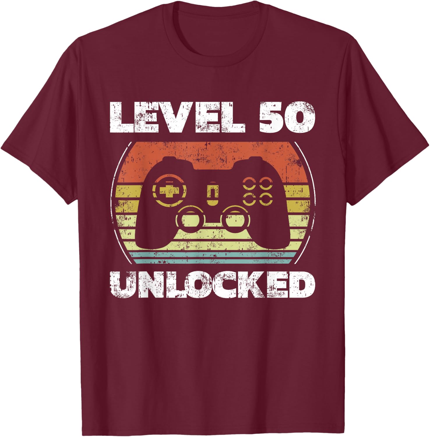 Level 50 Unlocked Funny Video Gamer 50th Birthday T-Shirt - T-Shirt | Maroon