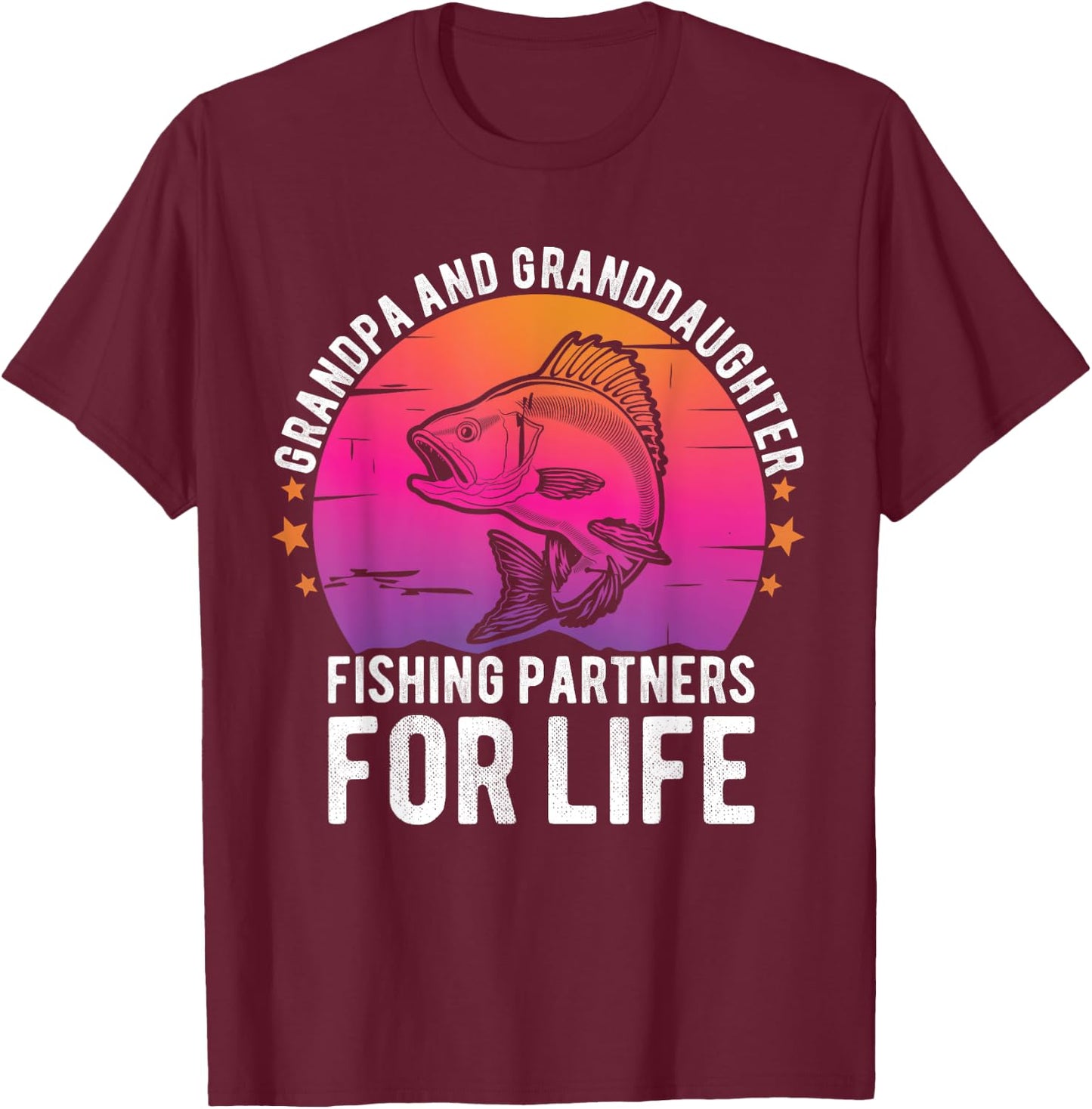 Grandpa and Granddaughter Fishing Partners For Life Fishing T-Shirt - T-Shirt | Maroon