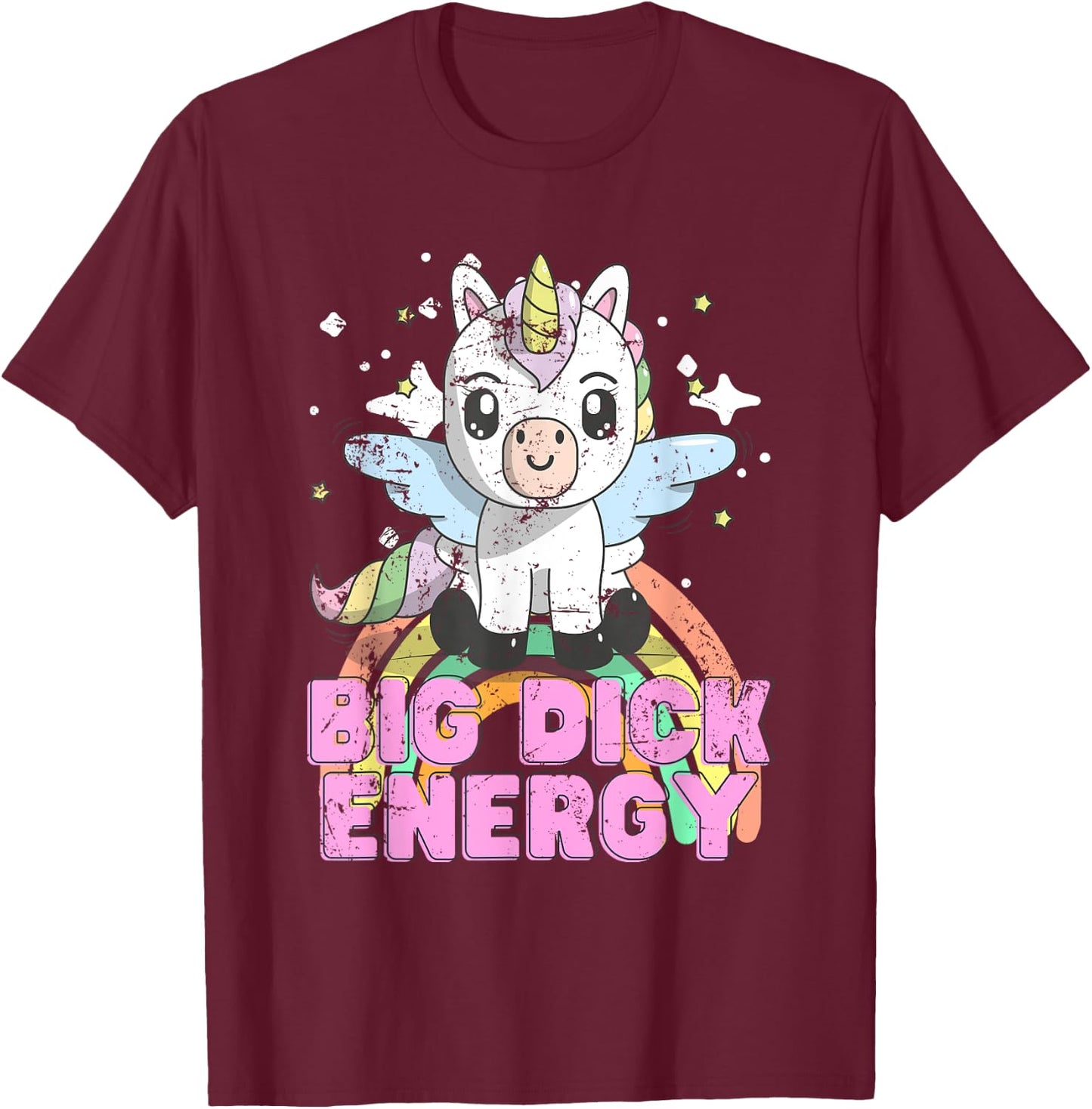 Funny Ironic Cool Unicorn Big Dick Energy Festival Anime T-Shirt - T-Shirt | Maroon
