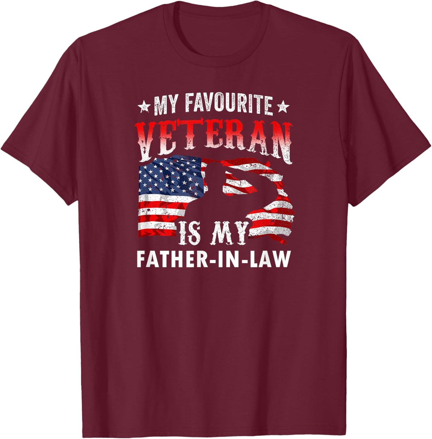 My Favorite Veteran Is My Father-In-Law Family Veteran's Day T-Shirt - T-Shirt | Maroon