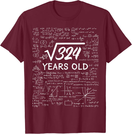 18 Birthday Boy Men Son Him Girl Funny Math 18th Birthday T-Shirt - T-Shirt | Maroon