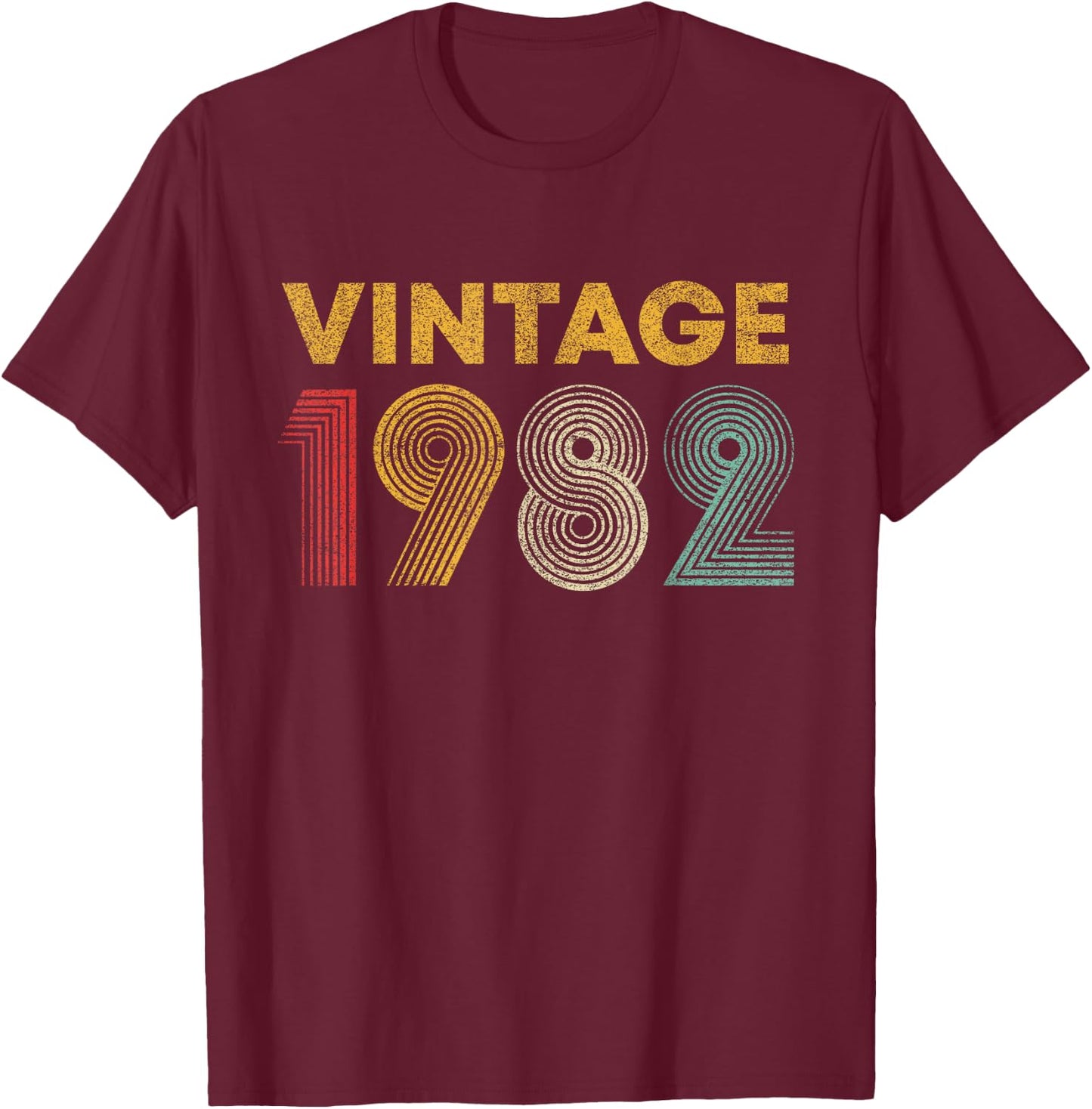 Vintage 1982 43rd Birthday Gift Men Women 43 Years Old T-Shirt - T-Shirt | Maroon