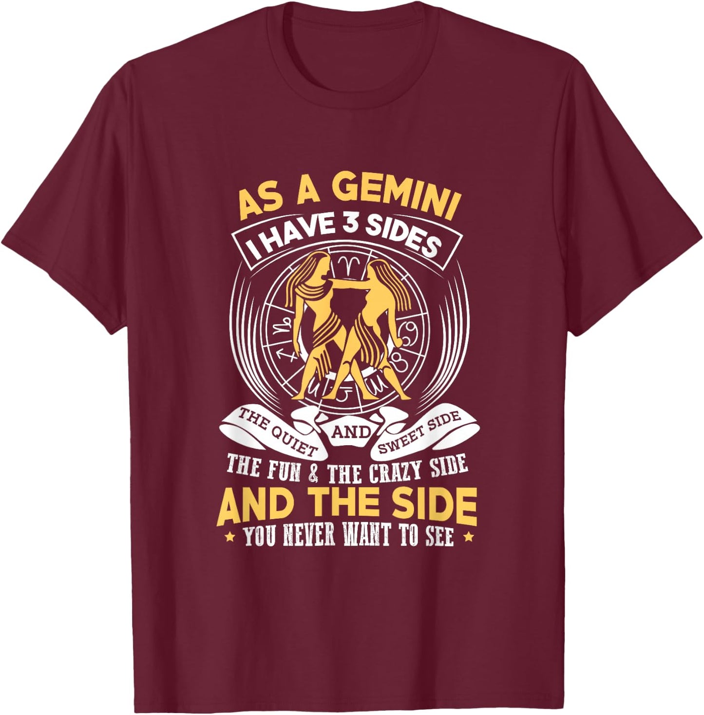Gemini Shirt Zodiac Sign Gift Astrology T-Shirt - T-Shirt | Maroon