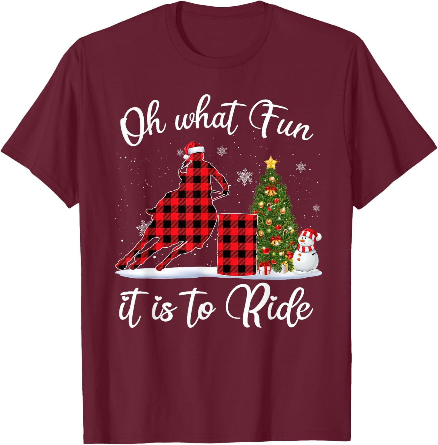 Barrel Racing Oh What Fun It Is To Ride Horse For Christmas T-Shirt - T-Shirt | Maroon