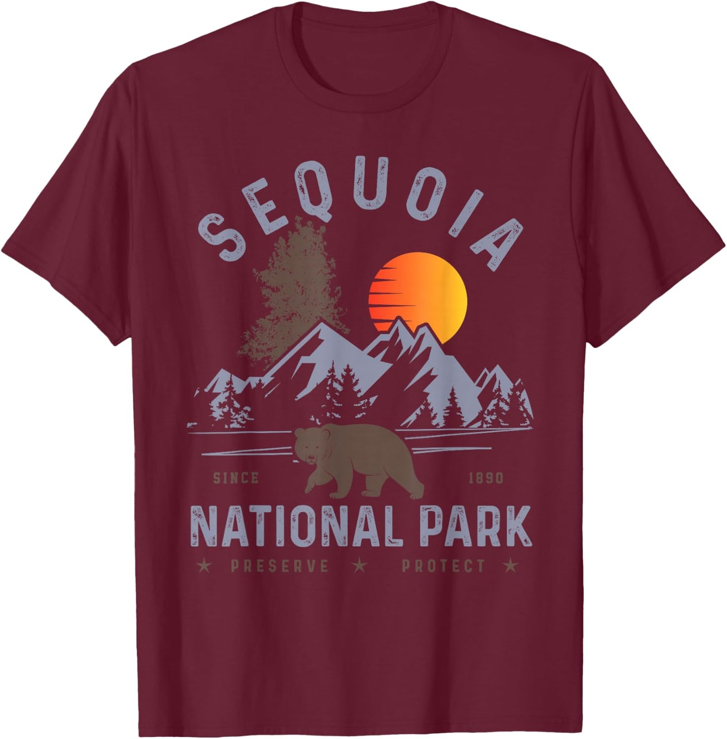 Sequoia National Park Shirt Vintage Sequoia Shirt Sequoia T-Shirt - T-Shirt | Maroon