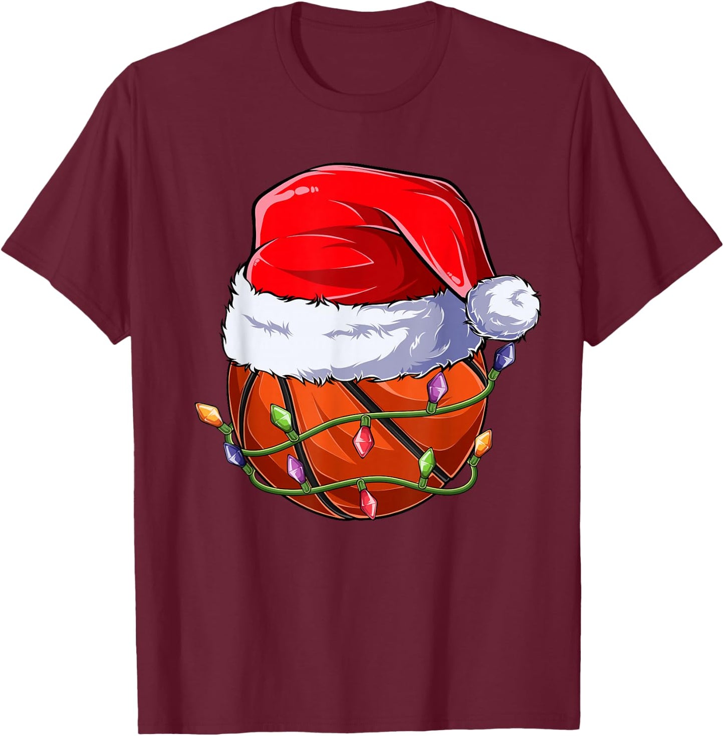 Basketball Christmas Boy Apparel, Funny Santa Sport Men Kids T-Shirt - T-Shirt | Maroon