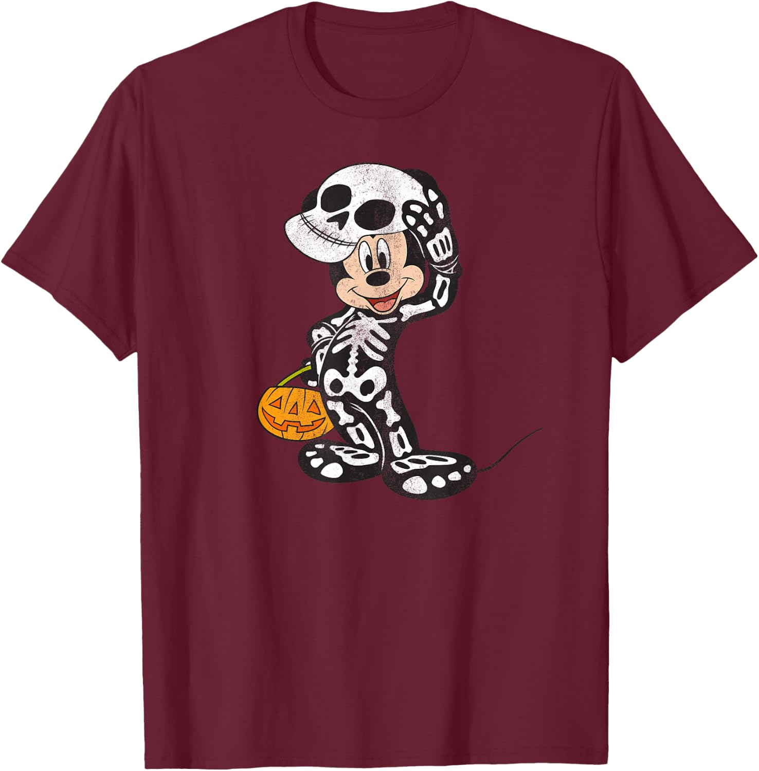 Disney - Halloween Mickey Happy Bones T-Shirt - T-Shirt | Maroon