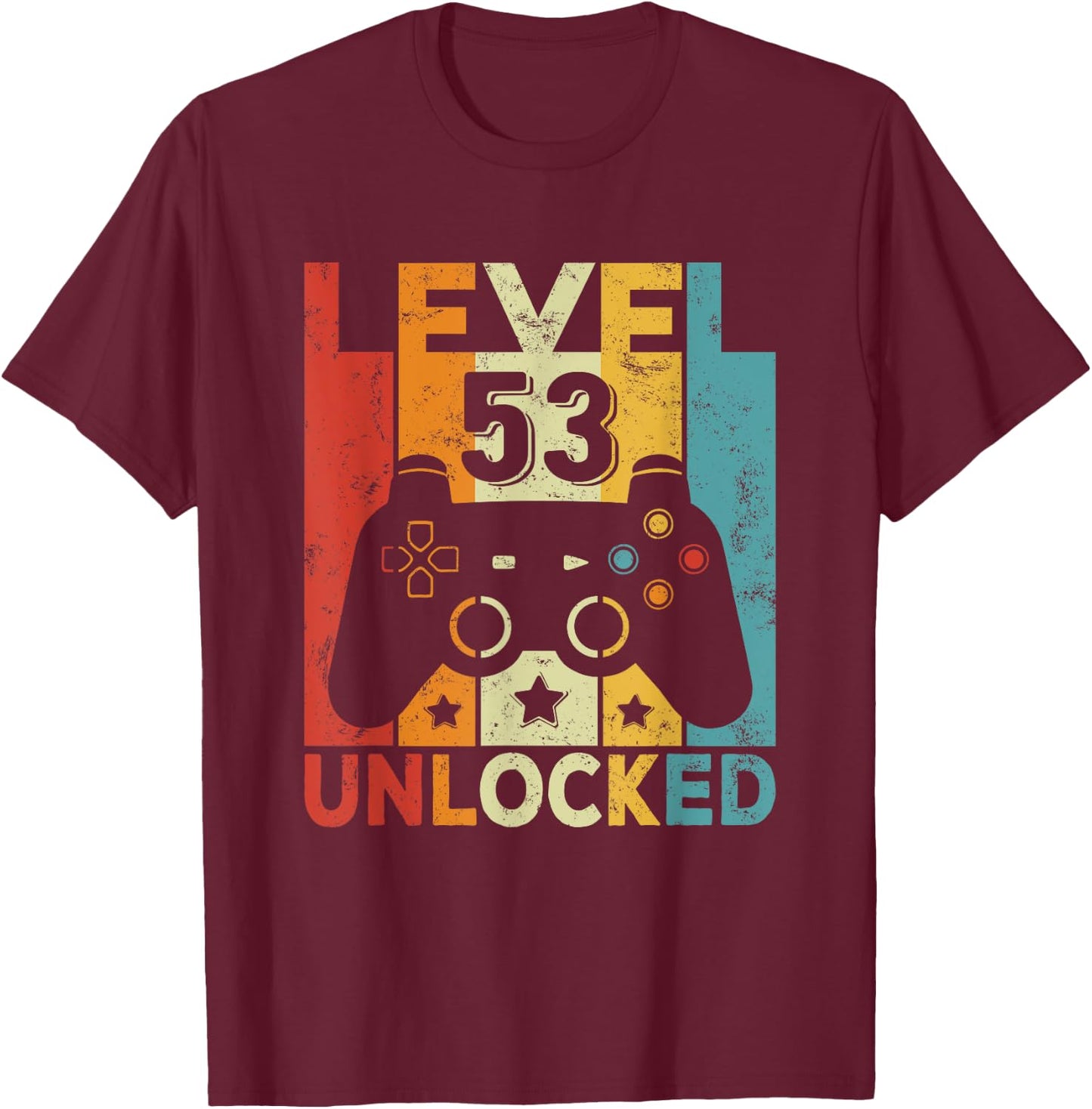 53 Years Old Men Women 1971 Birthday Level 53 Unlocked Gamer T-Shirt - T-Shirt | Maroon