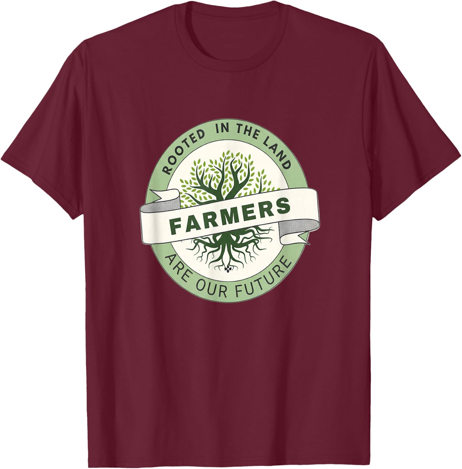 Rooted in The Land Farmers are Our Future T-Shirt - T-Shirt | Maroon