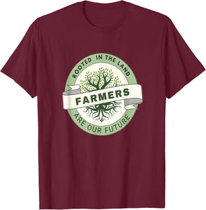 Rooted in The Land Farmers are Our Future T-Shirt - T-Shirt | Maroon