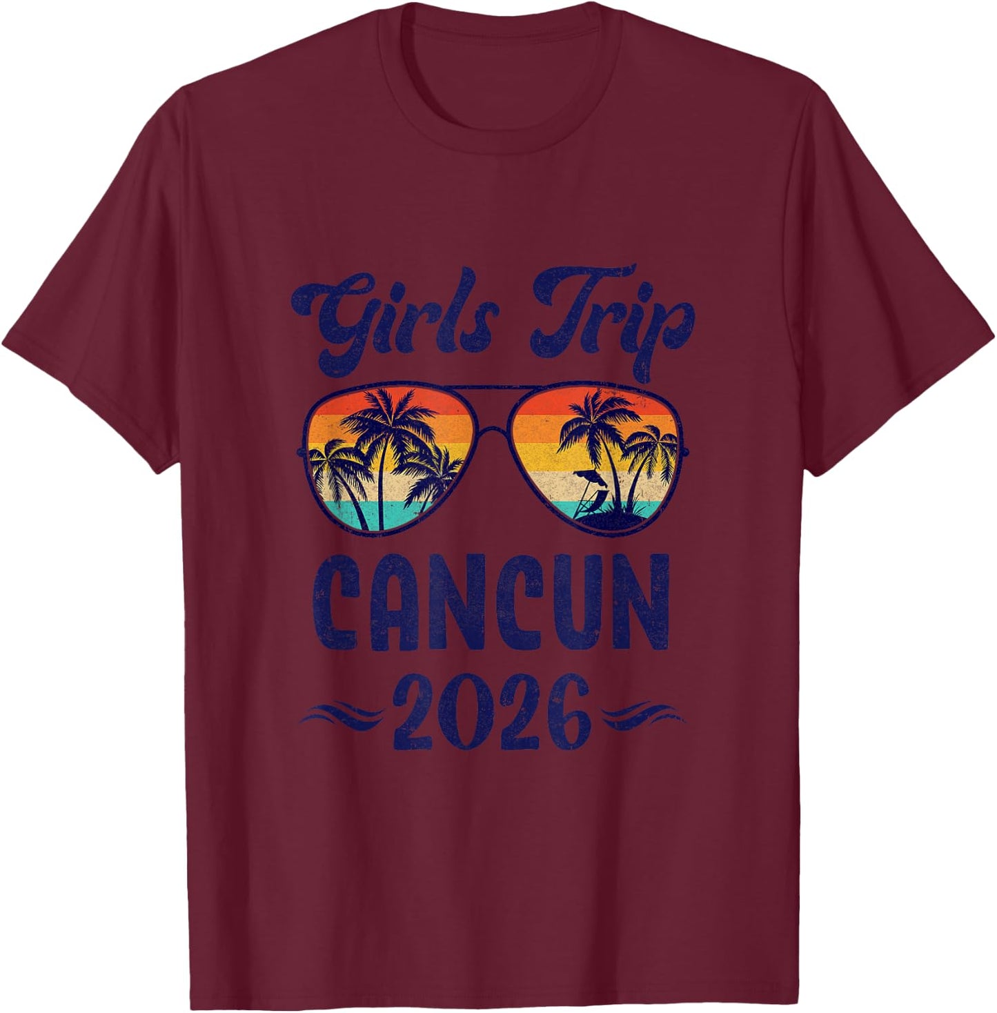 Cancun Girls Trip Beach Vacation 2026 Matching Group T-Shirt - T-Shirt | Maroon