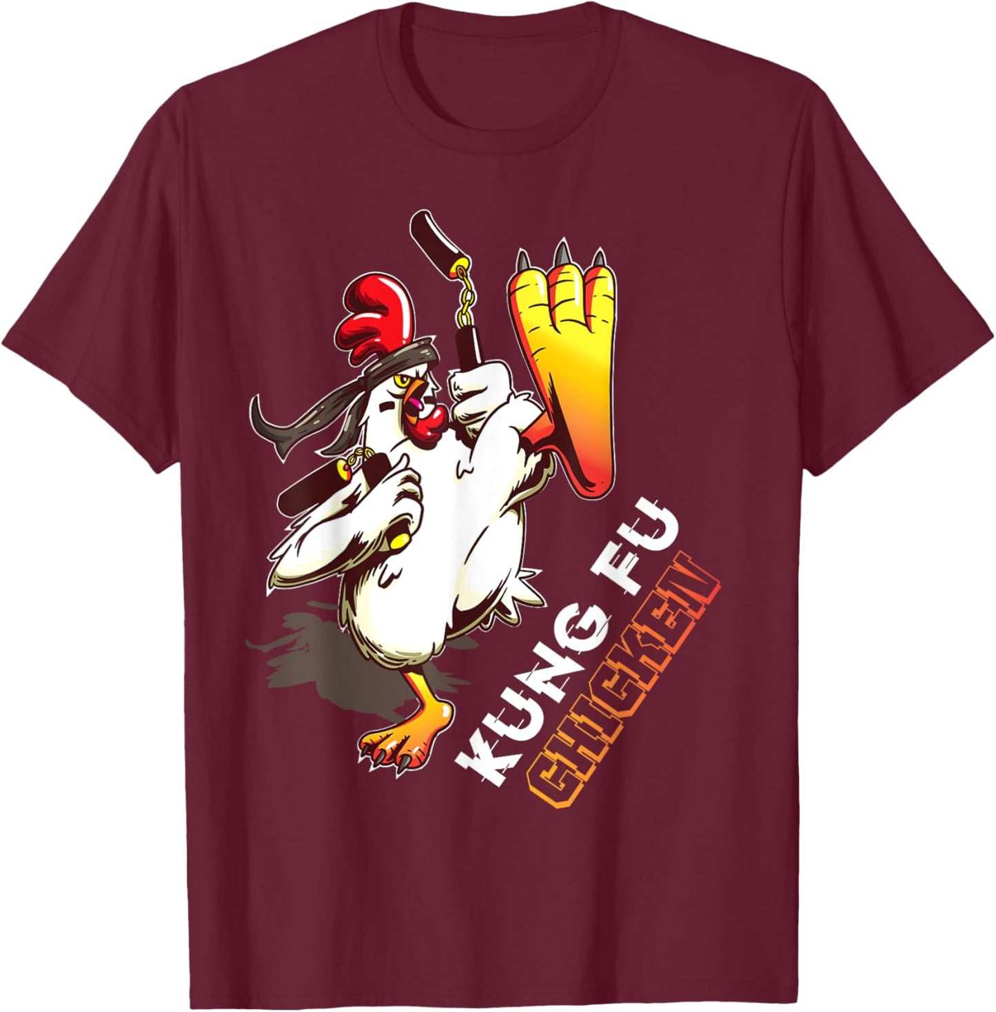 Kung Fu Chicken - Crazy Chicken Funny Martial Arts T-Shirt - T-Shirt | Maroon