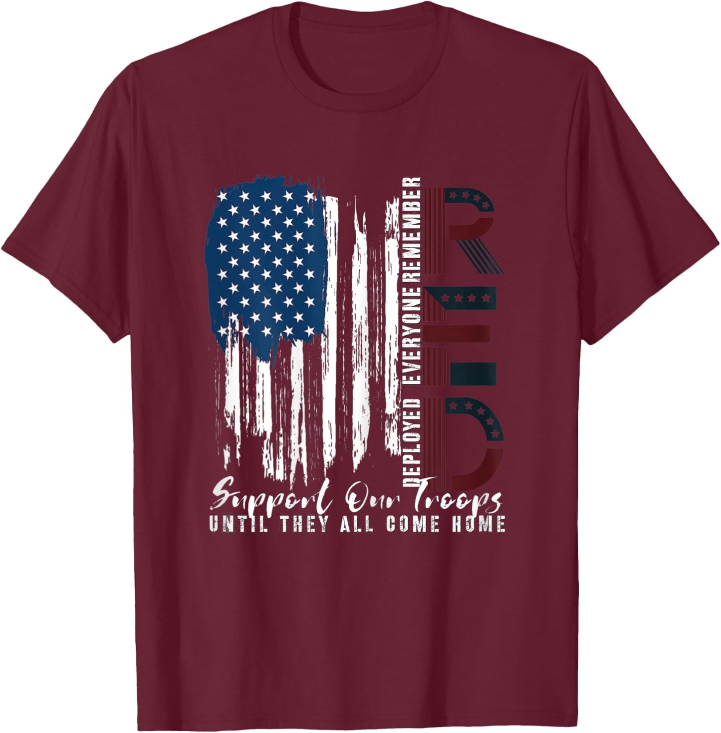 On Friday We Wear Red Friday Military Support troops US Flag T-Shirt - T-Shirt | Maroon