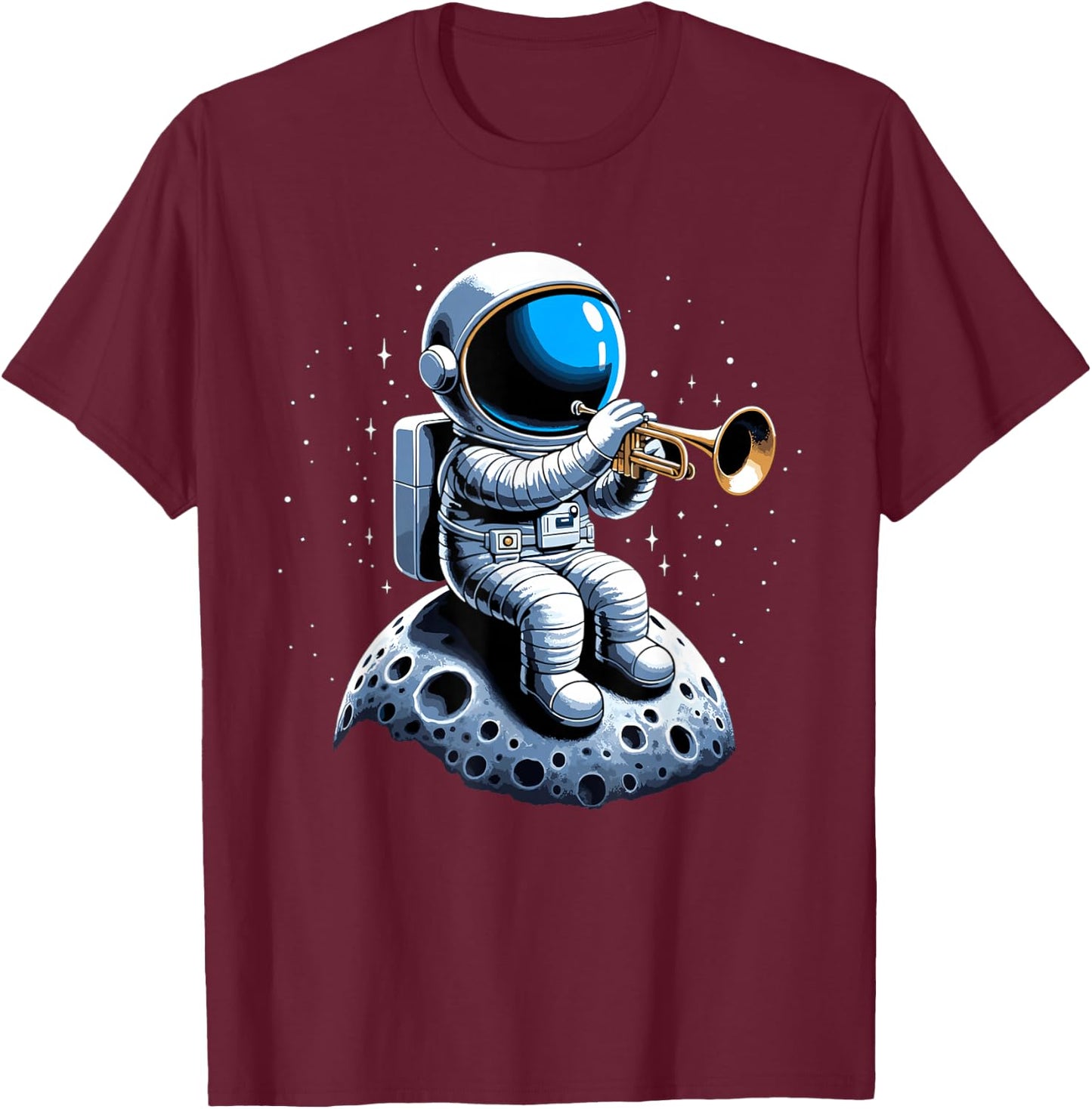 Astronaut Play Trumpeter Trumpet T-Shirt - T-Shirt | Maroon