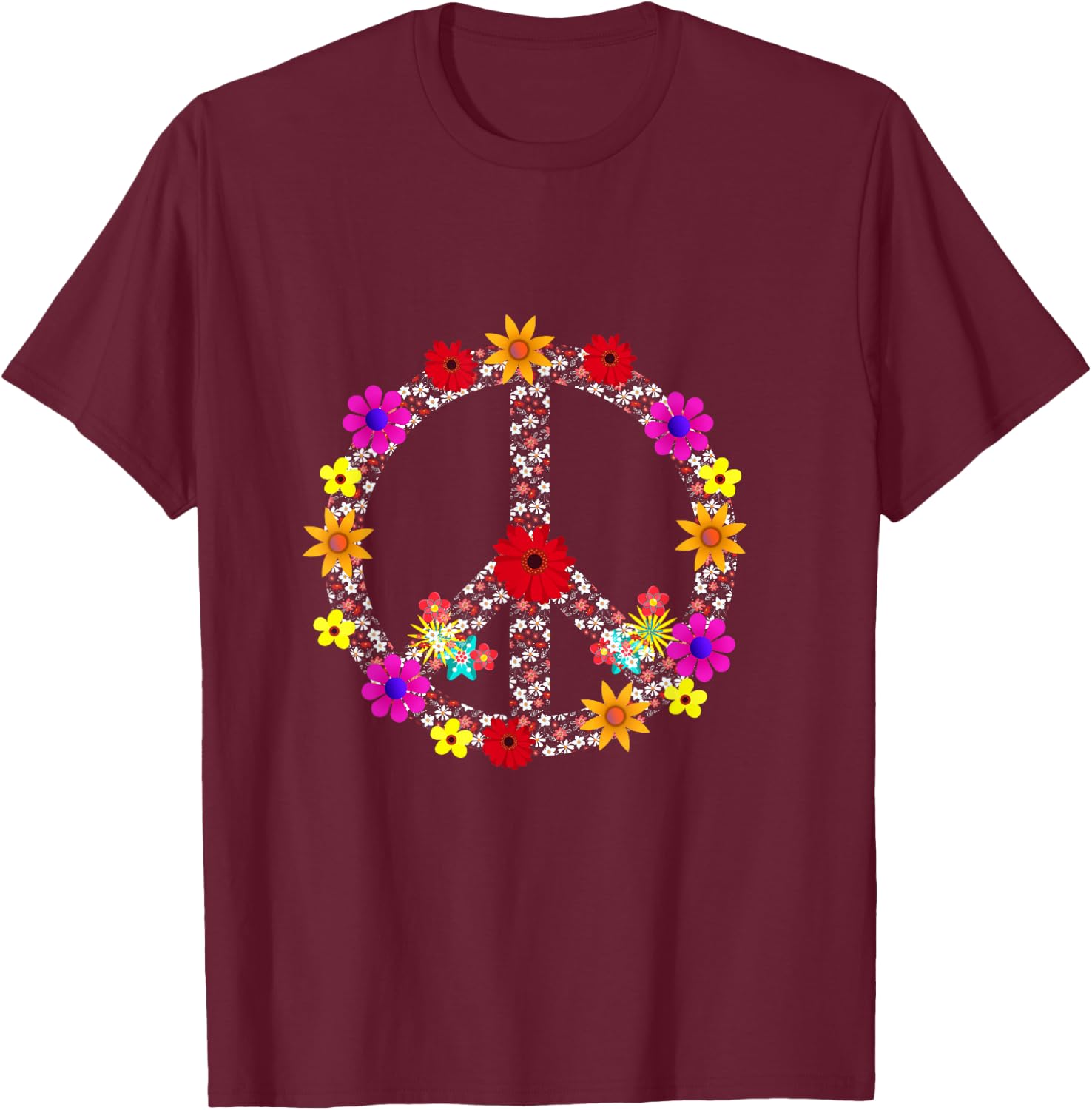 Outdoor Flower Peace Sign Pajamas Symbol for Kids T-Shirt - T-Shirt | Maroon