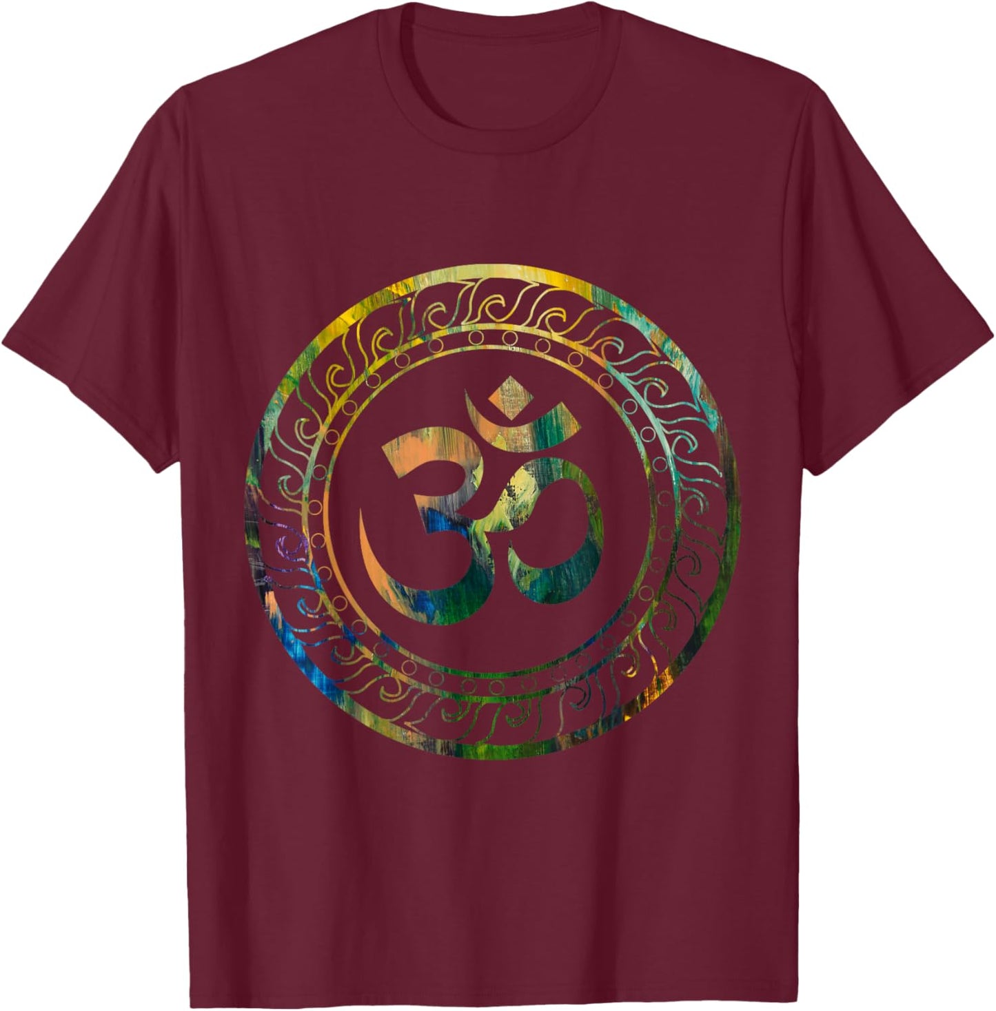 Zen Gift Ideas Om Ohm Aum Buddhism Symbol Yoga Sanskrit -Adults Black Short Sleeve Classic Fit T-Shirt - T-Shirt | Maroon