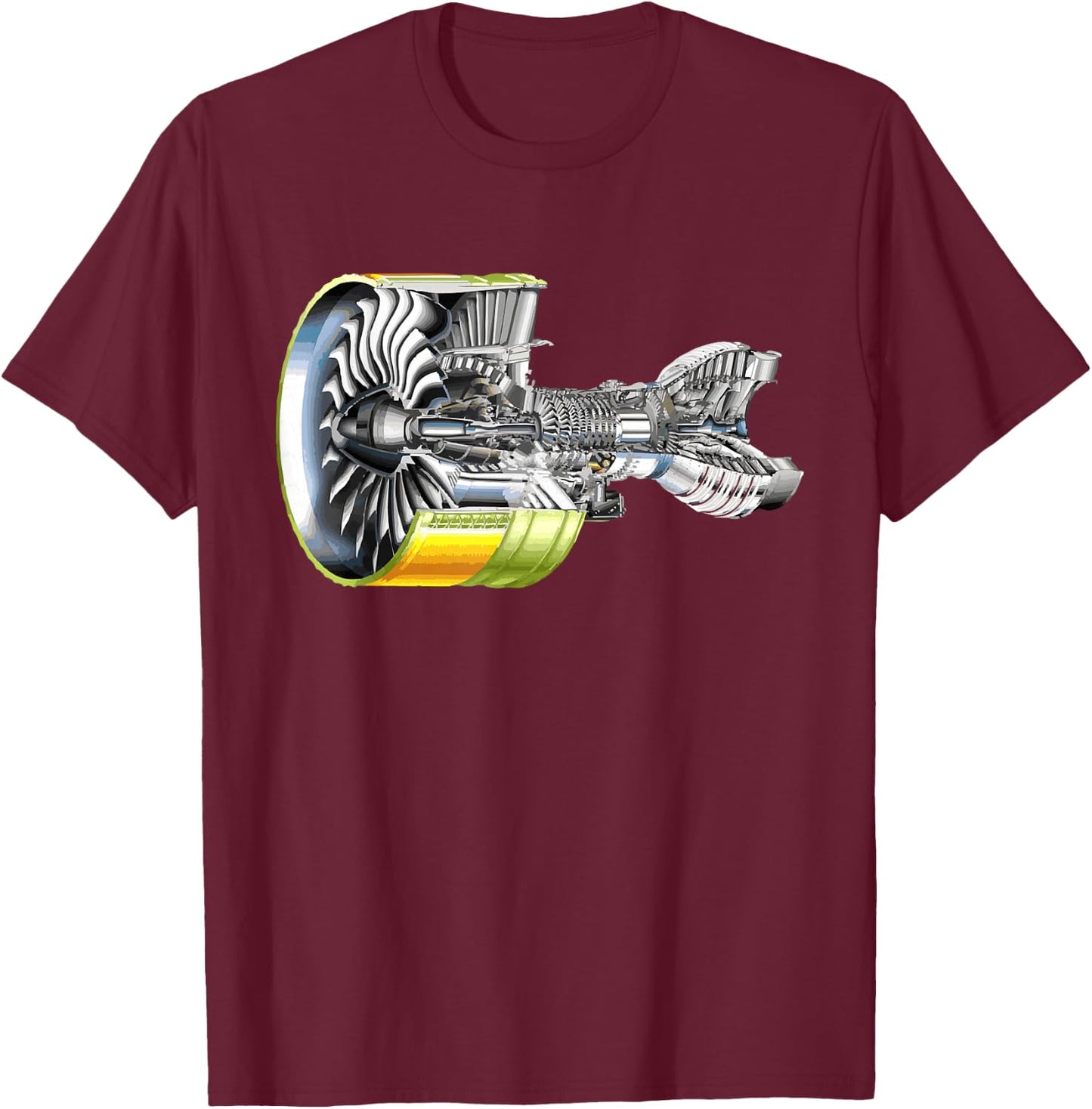 Aircraft Jet Engine Realistic Airplane Pilot Lover Gift T-Shirt - T-Shirt | Maroon