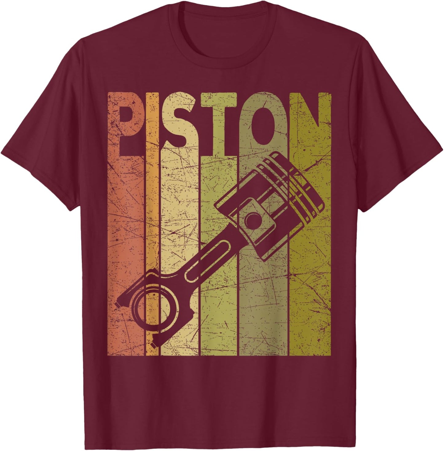 Piston Vintage Car Piston Retro Car Enthusiast Car Mechanic T-Shirt - T-Shirt | Maroon
