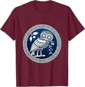 Athens Ancient Athenian Owl Symbol T-Shirt - T-Shirt | Maroon