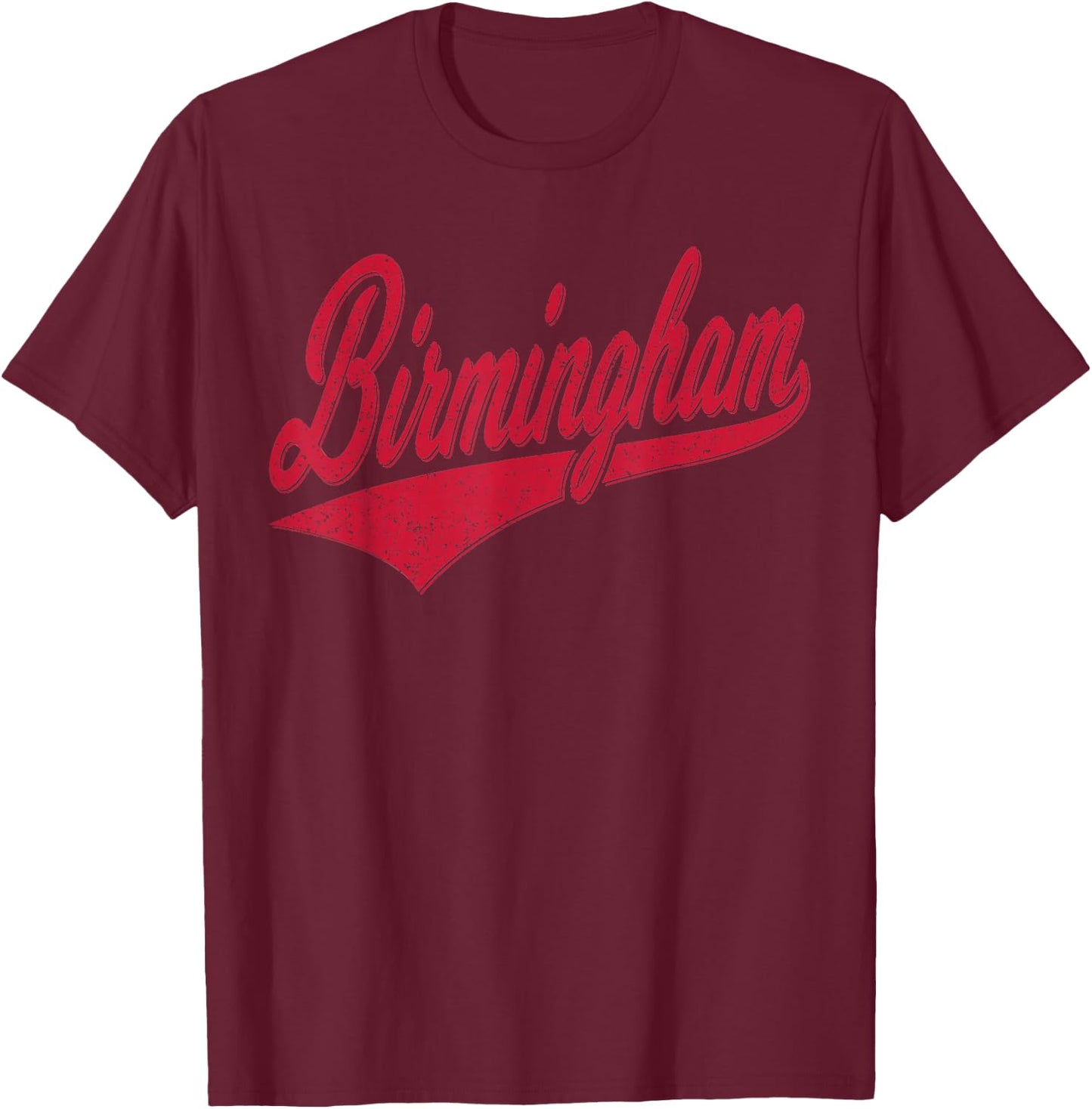 Birmingham Alabama Varsity Script Classic Sport Jersey Style T-Shirt - T-Shirt | Maroon
