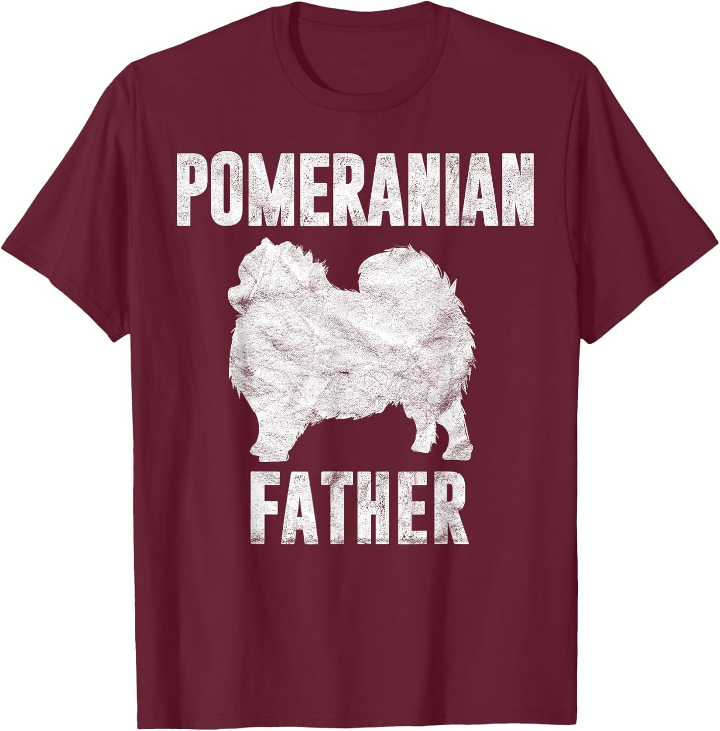 Vintage Pomeranian Dad Gift Papa Pompom Dog Father Pet Lover Men Women Kids T-Shirt - T-Shirt | Maroon