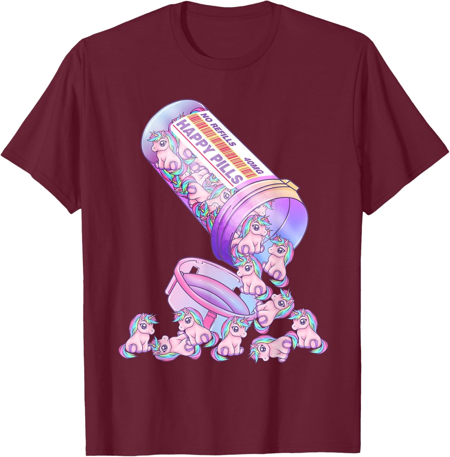 Happy Pills Pastel Goth Kawaii Yami Unicorn Otaku Women T-Shirt - T-Shirt | Maroon