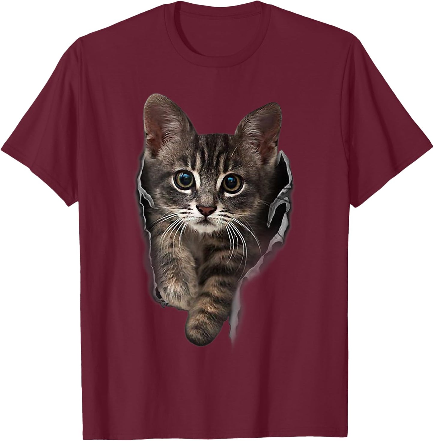 Brown Kitten Staring Cute Cats Shirt Gifts T-Shirt - T-Shirt | Maroon