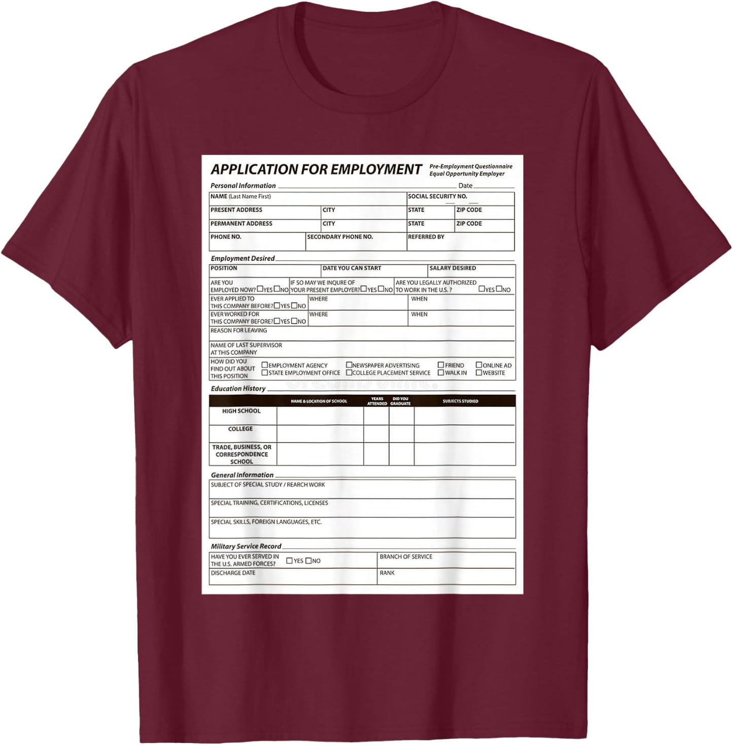Funny Scary Halloween Costume Job Application Trick or Treat T-Shirt - T-Shirt | Maroon