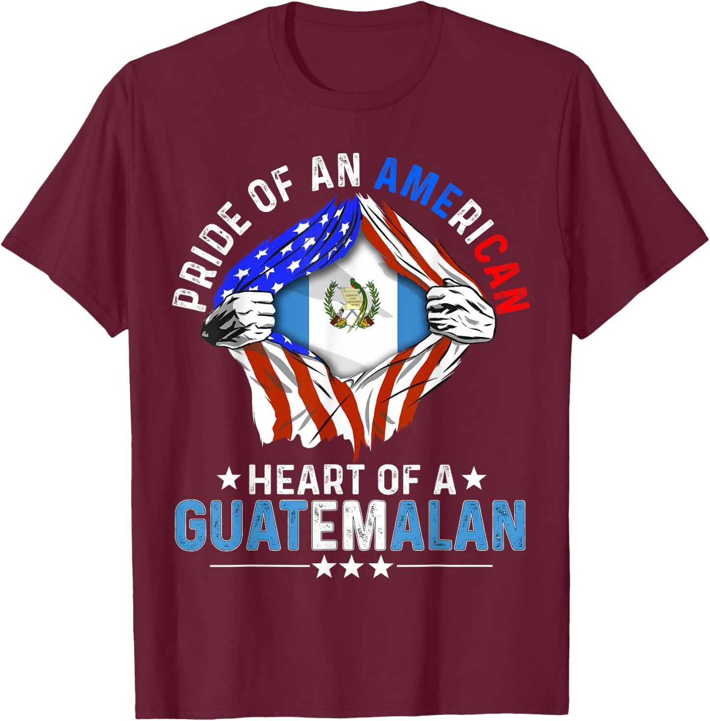 Guatemalan American America Pride Foreign Guatemala Flag T-Shirt - T-Shirt | Maroon