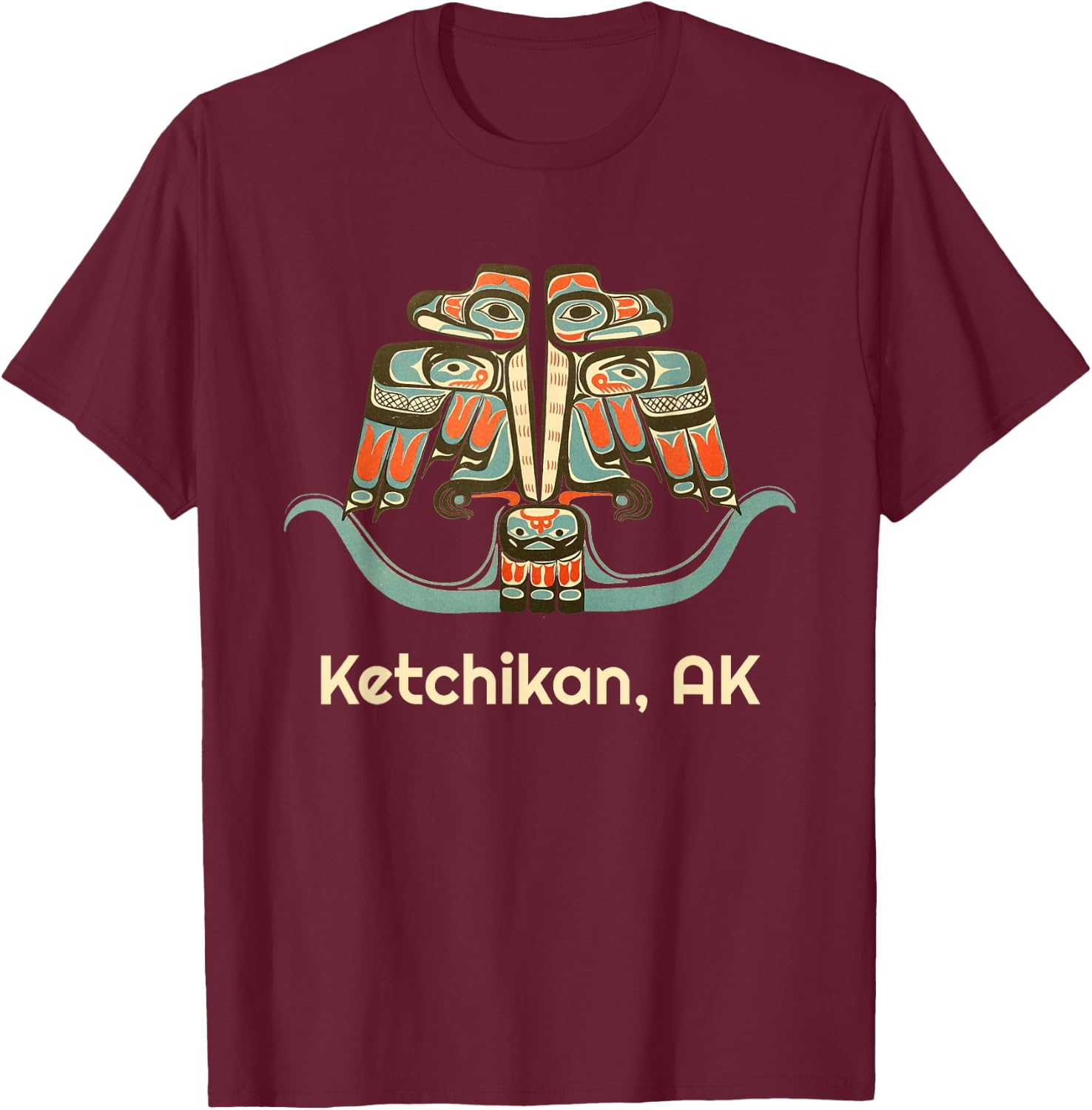 Ketchikan Alaska Thunderbird Native Indian American Tribal T-Shirt - T-Shirt | Maroon