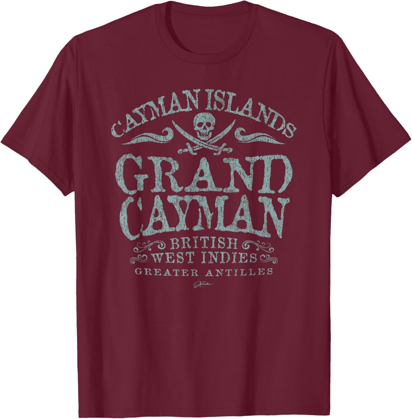 JCombs: Grand Cayman, Cayman Islands, Pirate T-Shirt - T-Shirt | Maroon