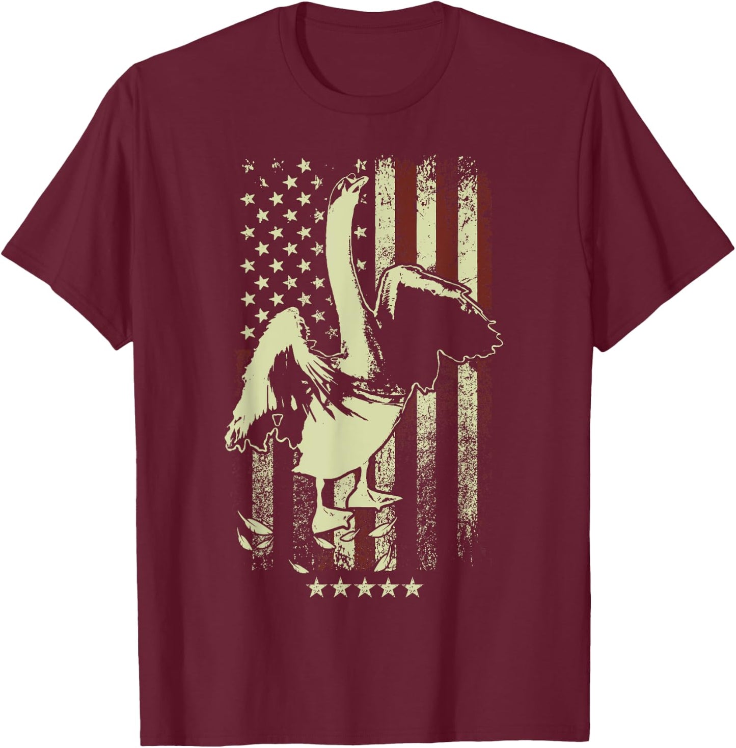 USA American Flag Hunters - Hunting Mute Swan Bird T-Shirt - T-Shirt | Maroon