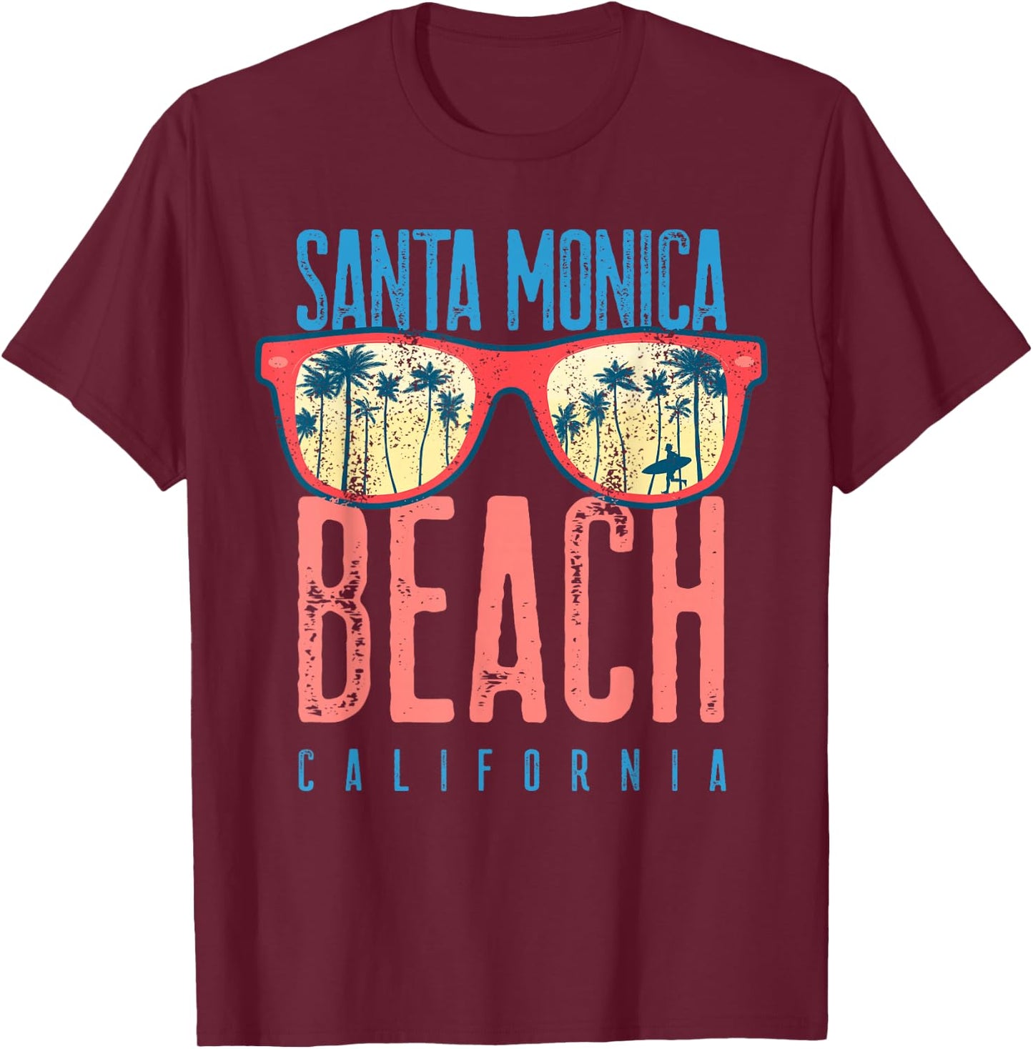 Santa Monica Shirt Beach California Family Vacation Summer T-Shirt - T-Shirt | Maroon