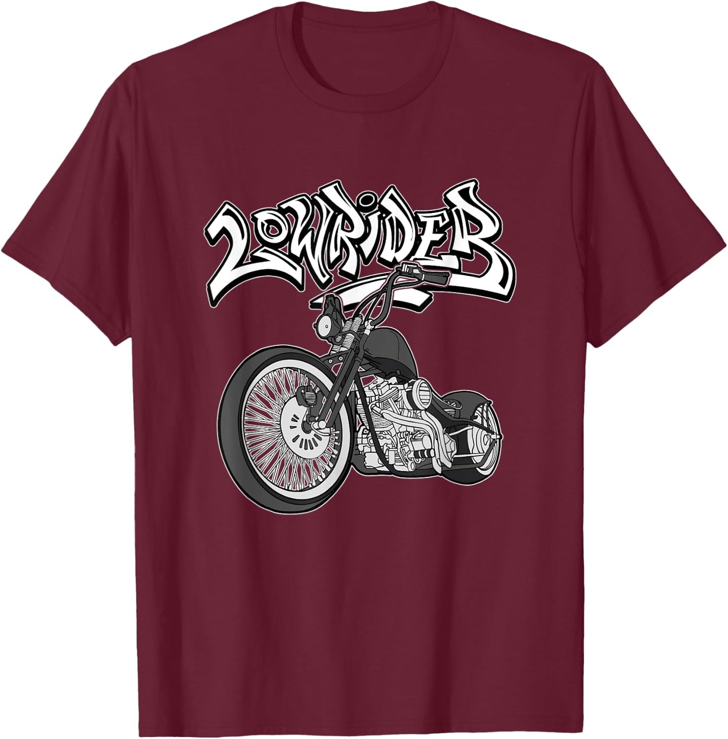Chicano Bike. Latino Vicla, Cholo Motorcycles, Lowrider T-Shirt - T-Shirt | Maroon