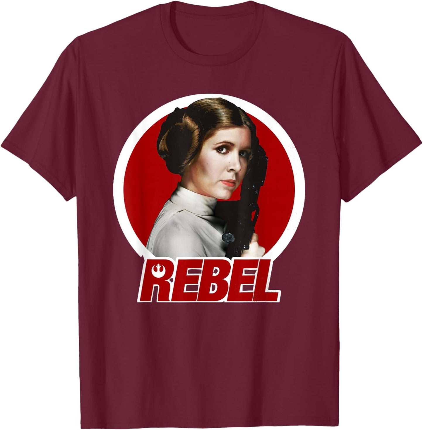 Star Wars Princess Leia Original REBEL Badge Graphic T-Shirt - T-Shirt | Maroon