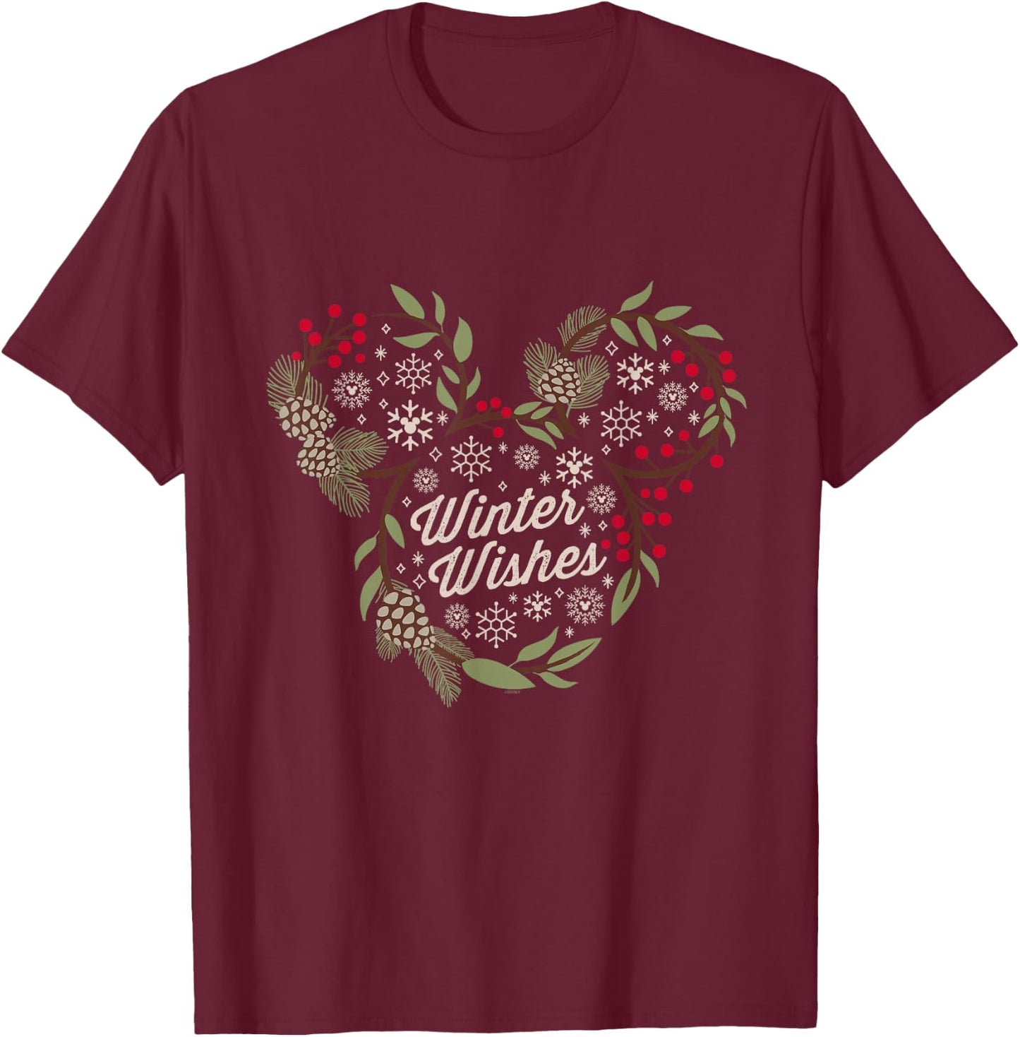 Disney Mickey Mouse Winter Wishes T-Shirt - T-Shirt | Maroon