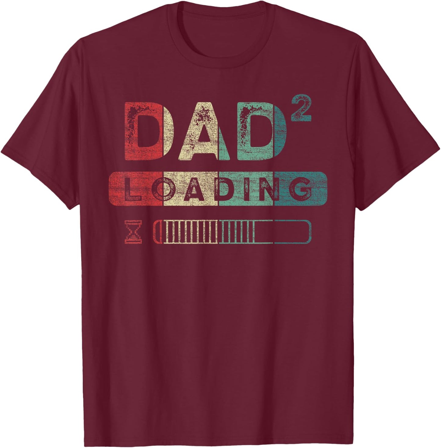 Dad-to-be, twins, 2nd child, dad to the power of 2 loading T-Shirt - T-Shirt | Maroon