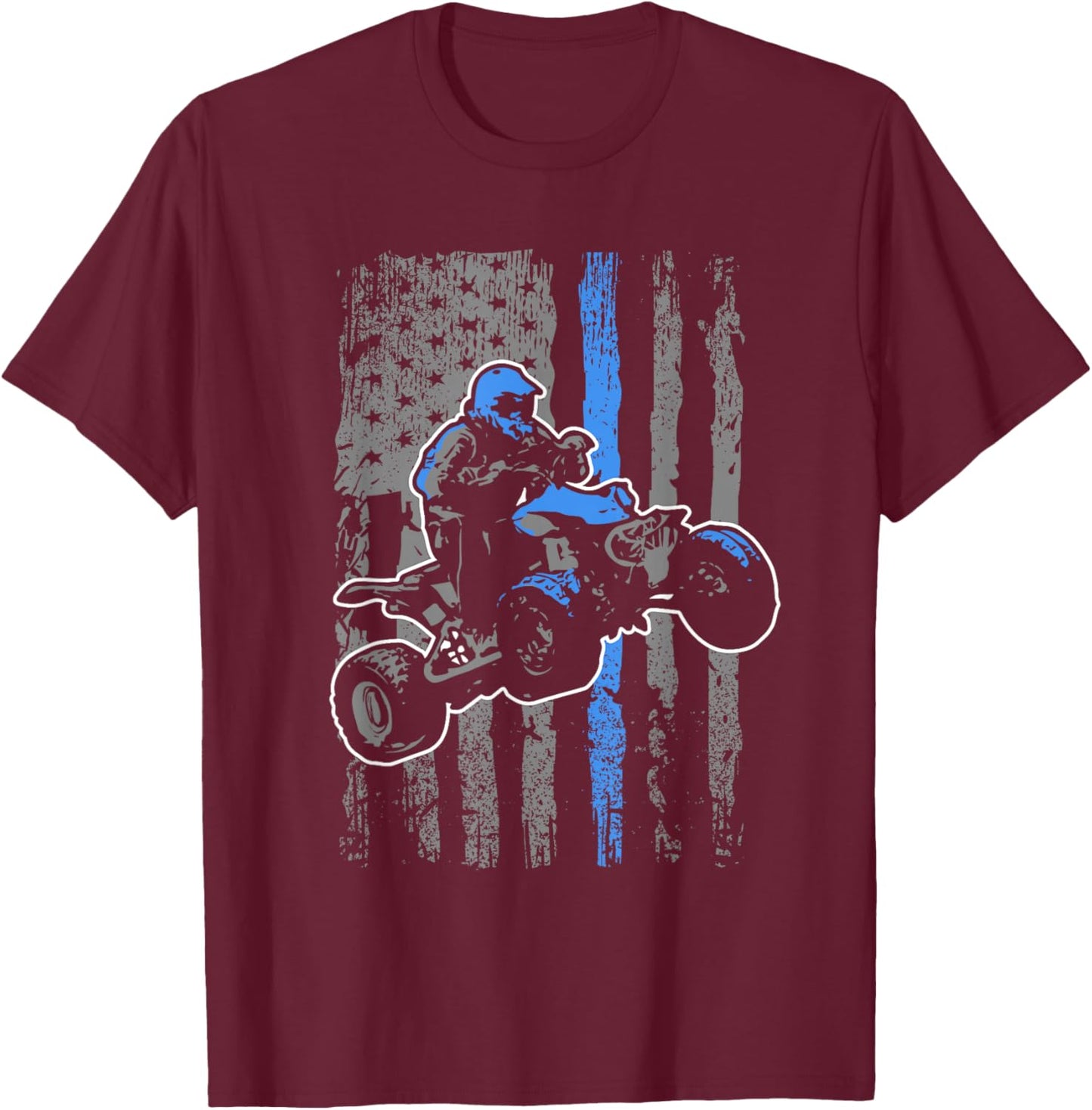 American Flag Four Wheeler Quad Men ATV Riding Gift Small T-Shirt - T-Shirt | Maroon