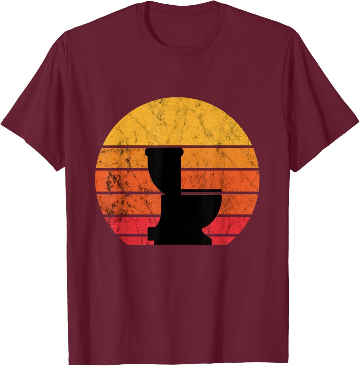 Toilet bowl plumber retro sunset pipefitter plumbing T-Shirt - T-Shirt | Maroon