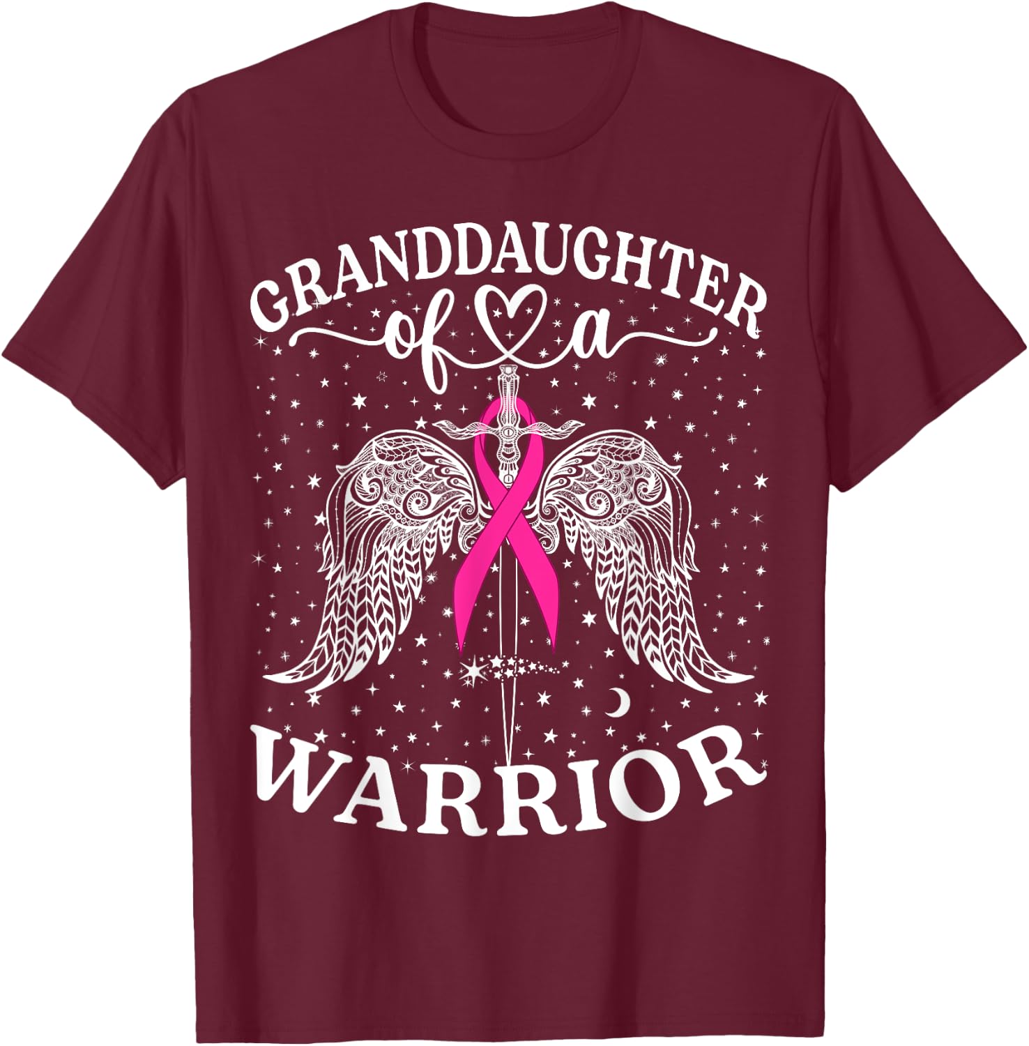 Granddaughter Of A Warrior Breast Cancer Awareness Support T-Shirt - T-Shirt | Maroon