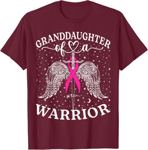 Granddaughter Of A Warrior Breast Cancer Awareness Support T-Shirt - T-Shirt | Maroon