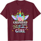 Grandad of the Birthday Girl Unicorn Rainbow Matching Family T-Shirt - T-Shirt | Maroon