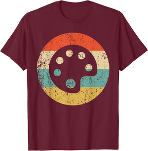 Artist Art Teacher Retro Paint Palette Women Kids T-Shirt - T-Shirt | Maroon