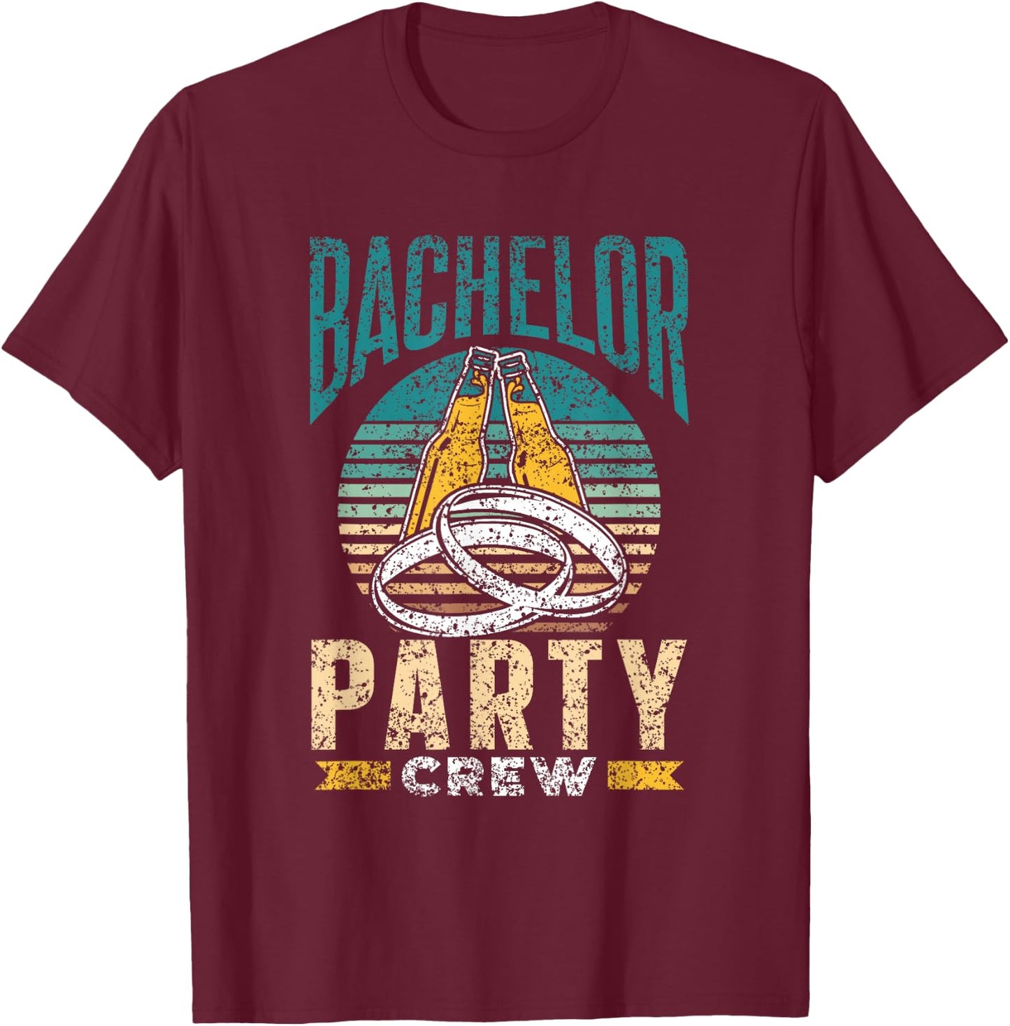 Bachelor Party Crew Groom Bride Team T-Shirt - T-Shirt | Maroon