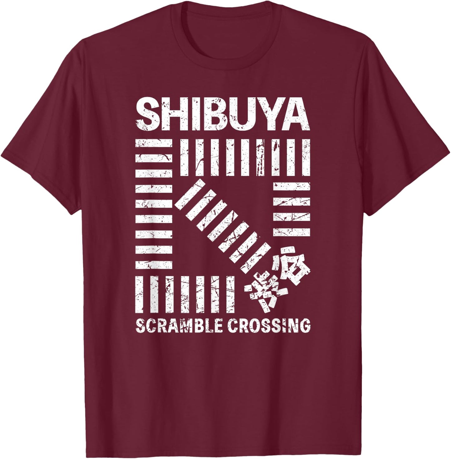 Shibuya Tokyo Scramble Crossing Shibuya Crossing Japan Kanji T-Shirt - T-Shirt | Maroon