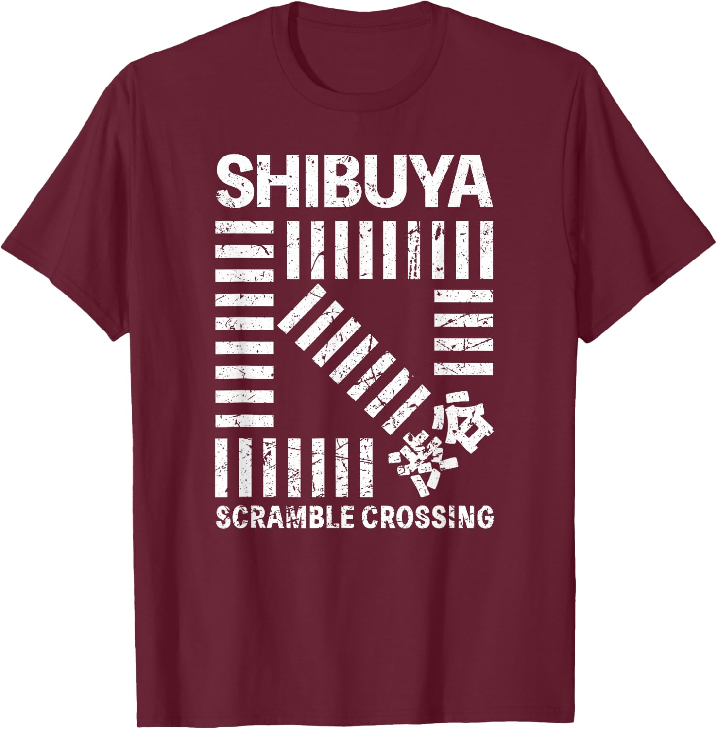 Shibuya Tokyo Scramble Crossing Shibuya Crossing Japan Kanji T-Shirt - T-Shirt | Maroon