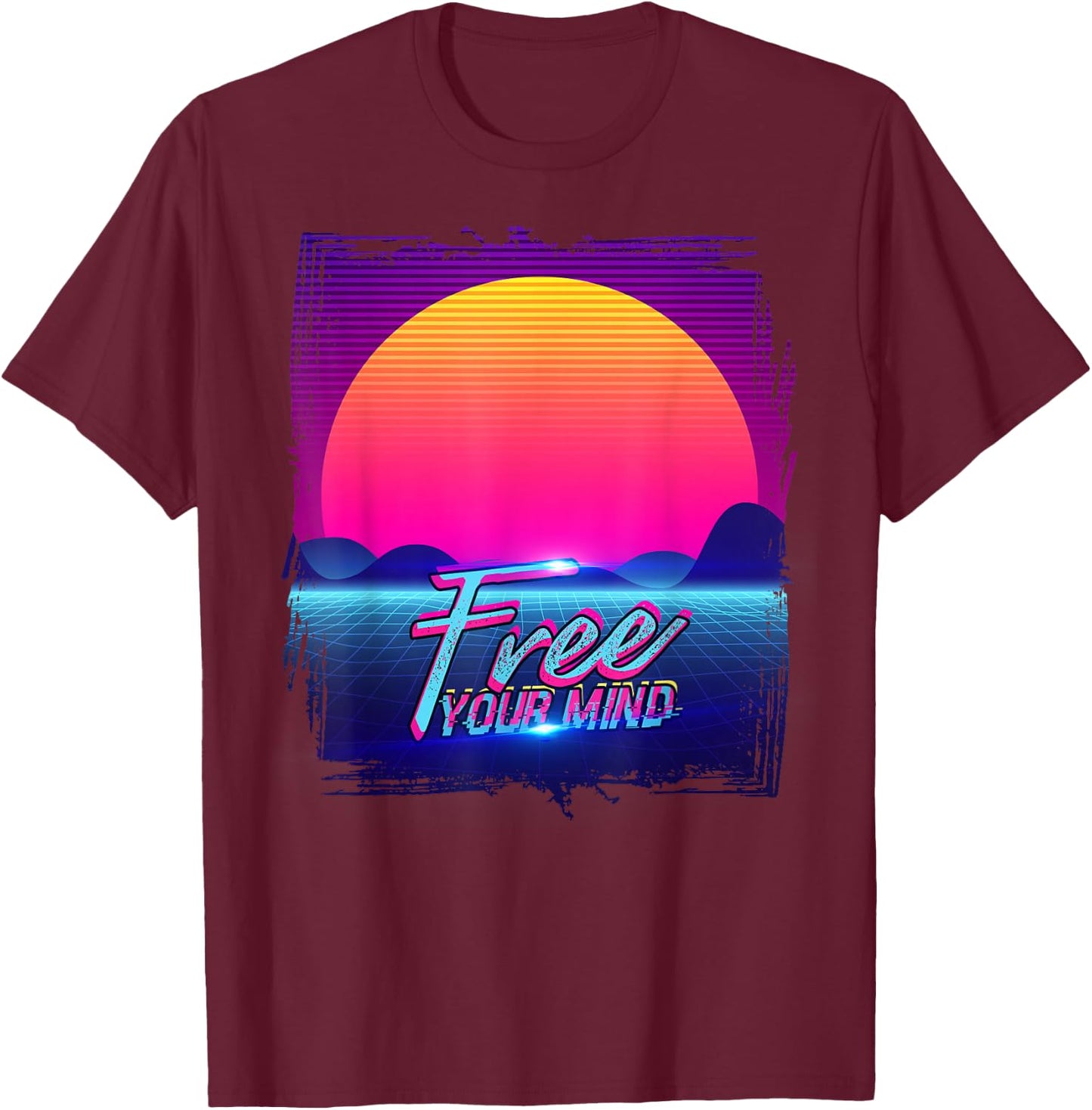 Free Your Mind Aesthetic Vaporwave Art T-Shirt - T-Shirt | Maroon