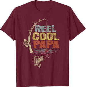 Funny Fisherman Vintage Reel Cool Papa T-Shirt - T-Shirt | Maroon
