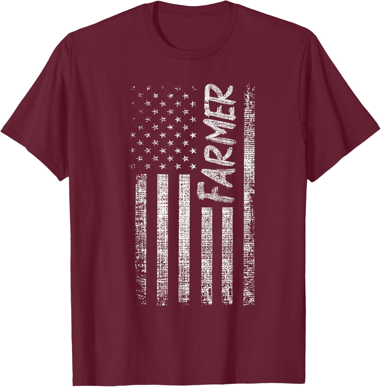 American USA Flag Farmer Rancher Farming T-Shirt - T-Shirt | Maroon