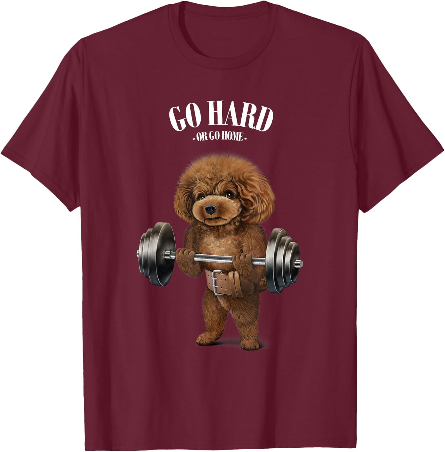Poodle Dog Weightlifting in Fitness Gym T-Shirt - T-Shirt | Maroon
